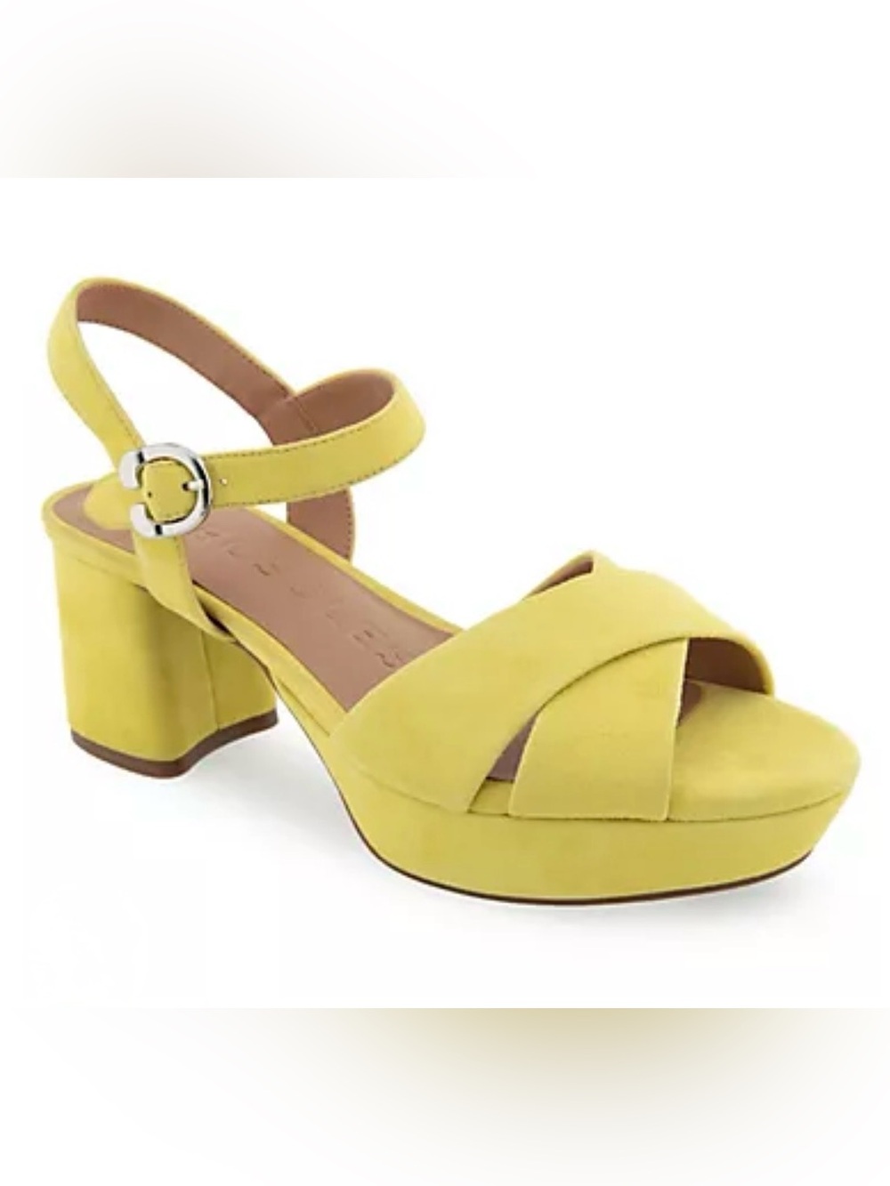 Aerosoles | Yellow Suede Chunky Sandal Heel, 9